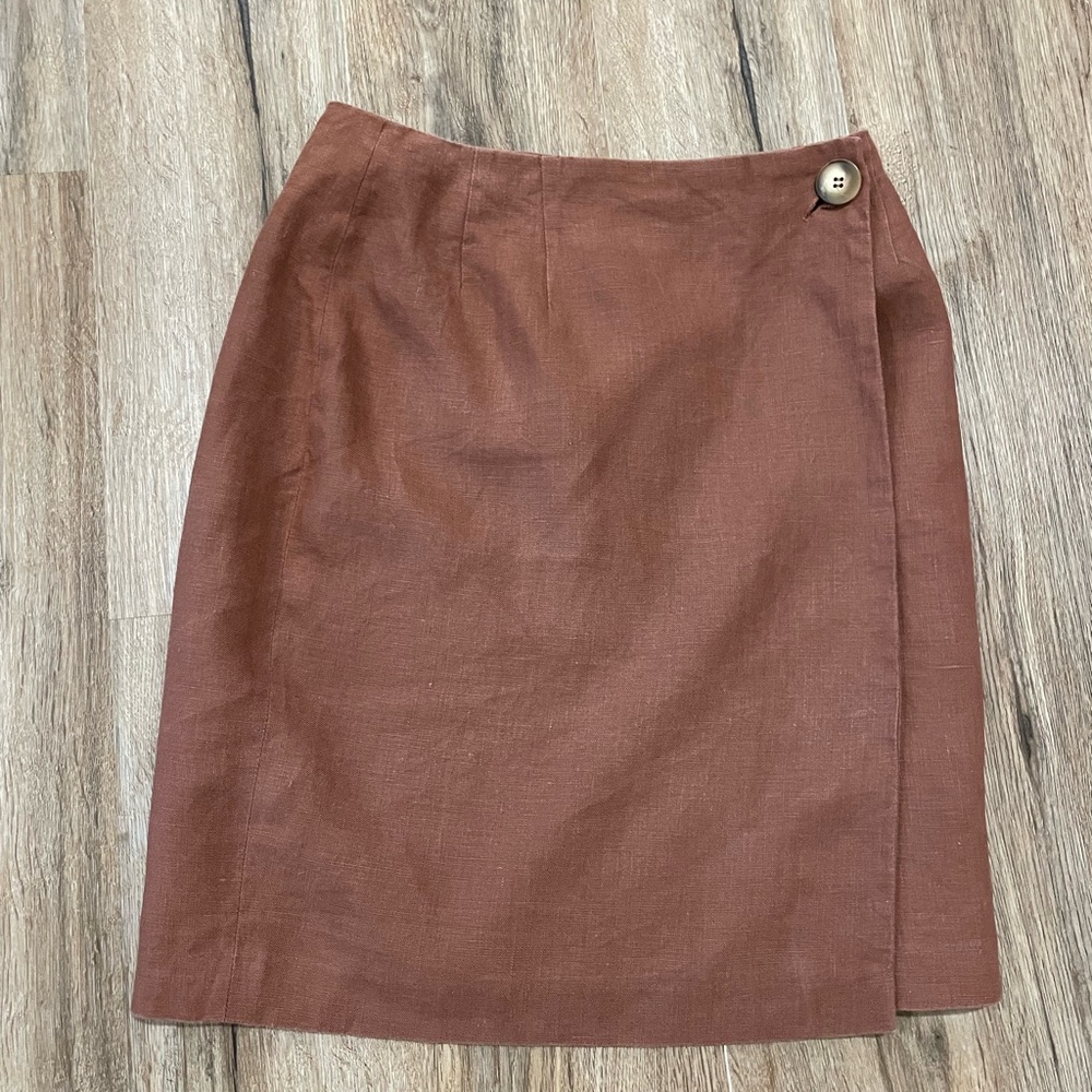 Vintage Brown Button-Detail Wrap Women's Skirt- Size 6, Fits like Small